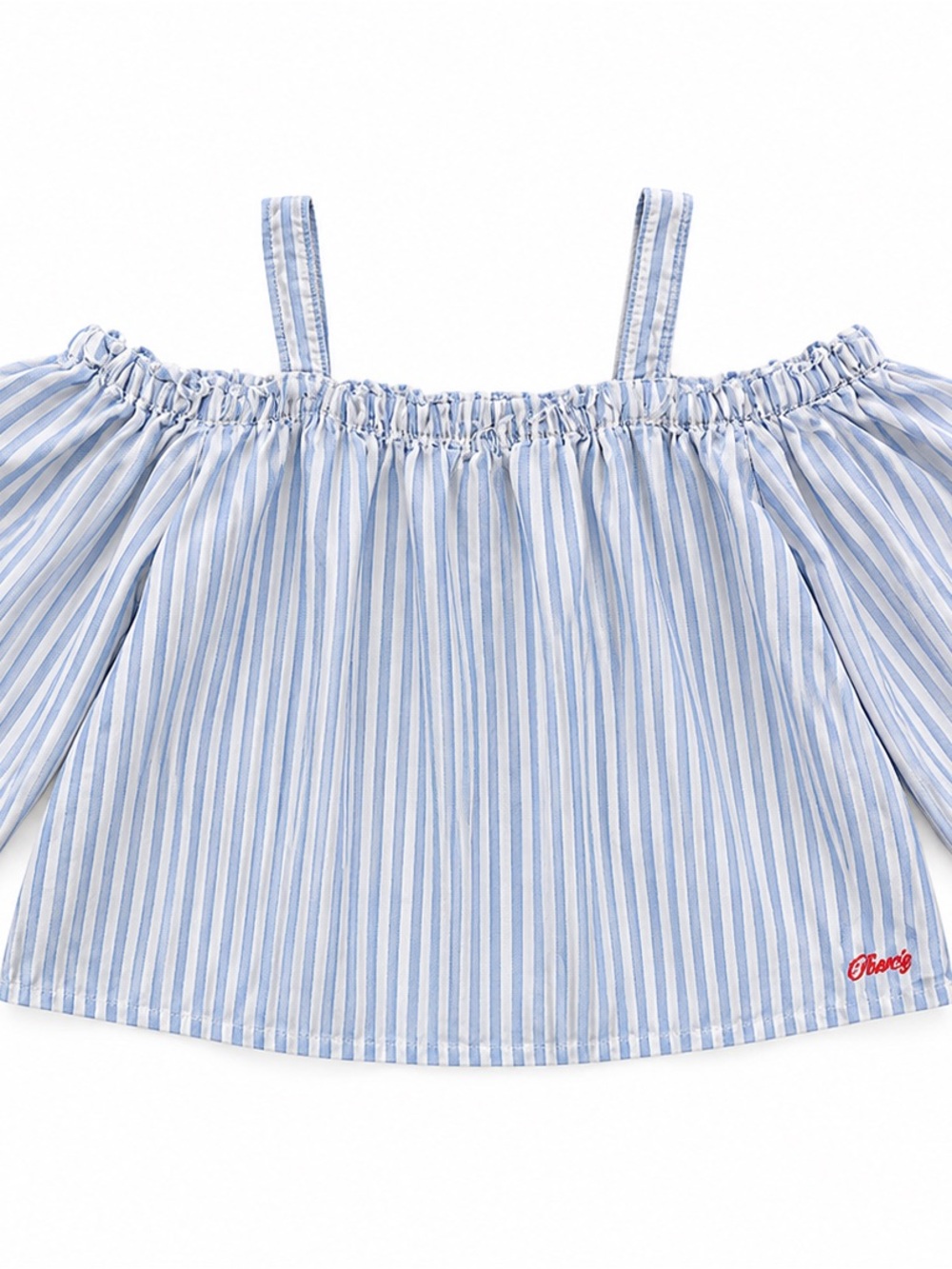 Girls' Light Blue & White Striped Off-Shoulder Top with Straps